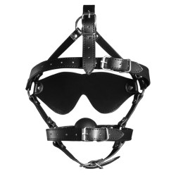 Ouch! Xtreme Bâillon Muselière avec Boule et Masque Gag Xtreme Noir